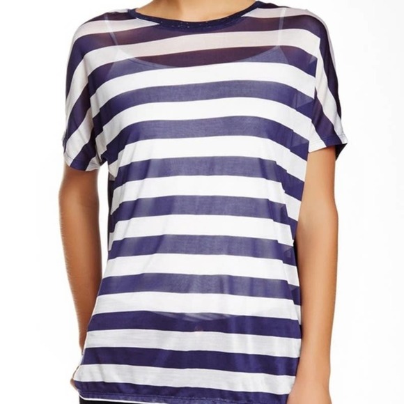 J BRAND ‣Striped Noli Cap Sleeve Semi-Sheer Tee M - Picture 1 of 7